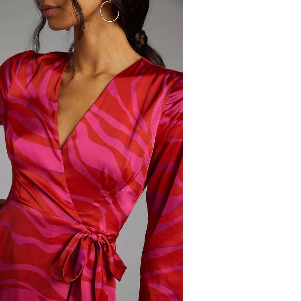 Anthropologie Zebra-Striped Wrap Maxi Dress - Picture 4 of 6